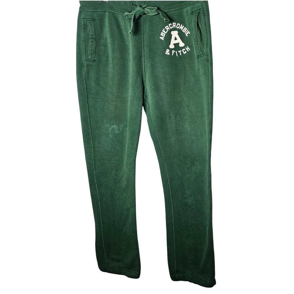 Abercrombie & Fitch Sweatpants Mens XL Green Collegiate Logo Fleece Joggers
